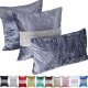 Luxury Crushed Velvet & Silver Glitter Stripes Sparkle Cushion Cover