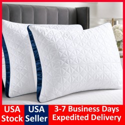Down Alternative Overstuffed 2-Pack Pillows, King-Navy/teal
