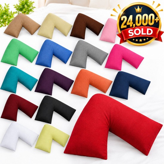 New V Shaped Orthopedic PILLOW With Free Variety Of Colors Polycotton Pillowcase
