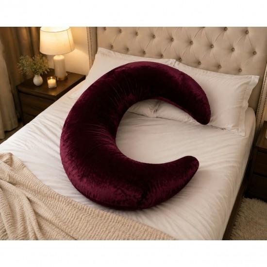 Crescent Moon Body Pillow C Shape Handmade Velvet Full Body Support Soft