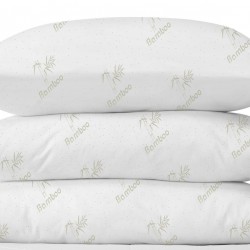 LUXURY PAIR OF BAMBOO ANTI-BACTERIAL ANTI-ALLERGY NECK BACK SUPPORT BED PILLOWS