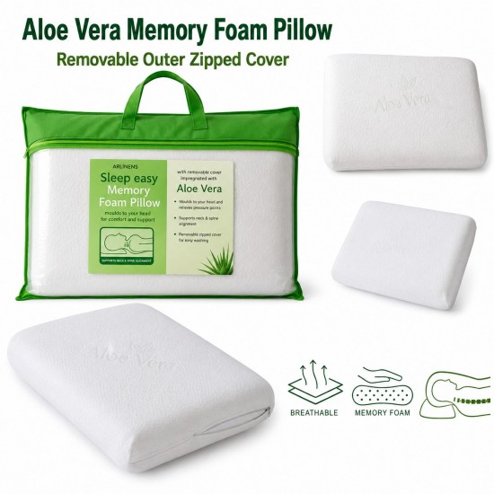 Aloe Vera Anatomical Orthopedic Anti-mite Memory Foam Pillows, Anti Allergenic