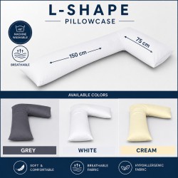 L Shape Pillowcase Polycotton Orthopedic Maternity L Pillow Cover Case in 3Color