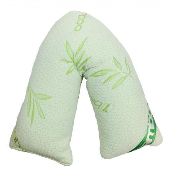 Bamboo V Shaped Pillow Memory Foam Orthopedic Neck Back Support Resting Cushion