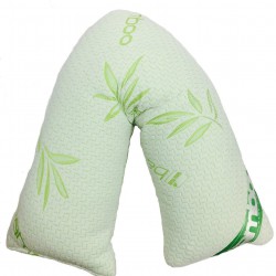 Bamboo V Shaped Pillow Memory Foam Orthopedic Neck Back Support Resting Cushion