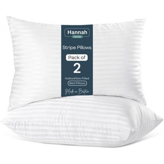 Luxury Soft Quality Twin Pack of 2 Polycotton Non Allergenic Hollowfibre Pillows