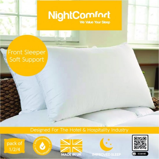Luxury Soft Quality Twin Pack of 2 Polycotton Non Allergenic Hollowfibre Pillows