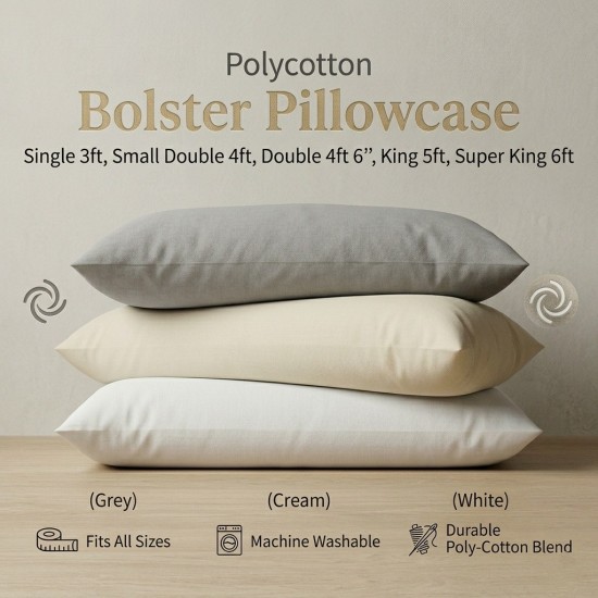 Bolster Pillowcase Orthopaedic Polycotton Nursing Pregnancy Long Pillow Cover