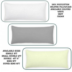 Bolster Pillowcase Orthopaedic Polycotton Nursing Pregnancy Long Pillow Cover