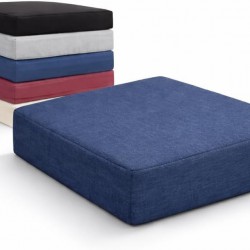 Dining Chair Seat Pads 100% Cotton Square Thick Booster Cushion Plain with Strap