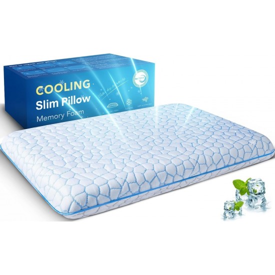 Ultra-Thin Flat Pillow for Sleeping Low Profile Pillow 60 × 40 × 6cm Memory Foam
