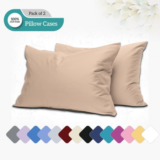 Pillowcases Pair Pack Housewife Pillow Covers Set Polycotton Plain Dyed 50x75 cm