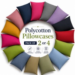 Pillowcases Pair Pack Housewife Pillow Covers Set Polycotton Plain Dyed 50x75 cm