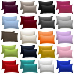 Pillowcases Pair Pack Housewife Pillow Covers Set Polycotton Plain Dyed 50x75 cm