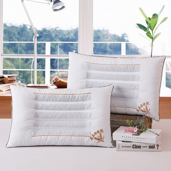 Luxury Gold Piping Box Pillow 48x74cm Hollowfibre White Hotel Style