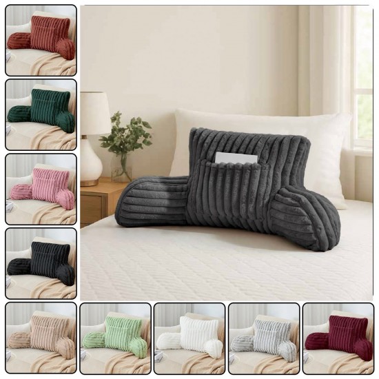 Reading Pillow Lumbar Support Cushion Rest Bed Cushion W/Side Pocket Soft