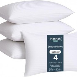 4 Pack Premium Hotel Quality Pillows – Quilted Cover & Soft Hollowfibre Filling