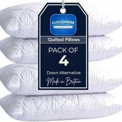 4 Pack Premium Hotel Quality Pillows – Quilted Cover & Soft Hollowfibre Filling