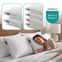 2 Pack Hotel Quality Stripe Pillows Luxury Soft Hollowfibre Filled
