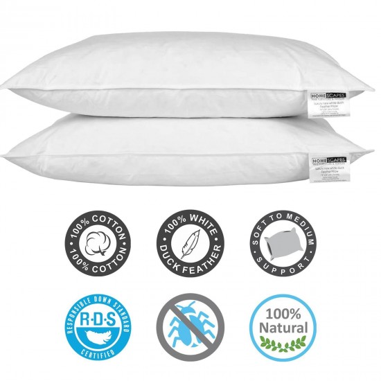 2 Pack Hotel Quality Stripe Pillows Luxury Soft Hollowfibre Filled