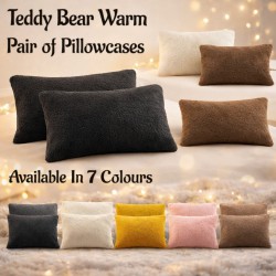 Teddy Bear Fleece Pair of Pillowcases Soft Cozy and Warm Pillow Covers 50