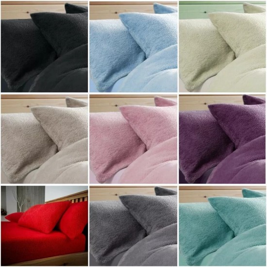 Teddy Bear Fleece Pair of Pillowcases Soft Cozy and Warm Pillow Covers 50