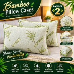 2 Pack Of Bamboo Pillows Anti-Allergy Bed Pillows for Back And Neck Support