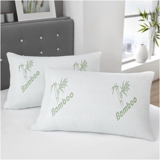 Bamboo Memory Foam Pillow Anti Allergy Soft Supportive Bed Pillow Standard Sizes